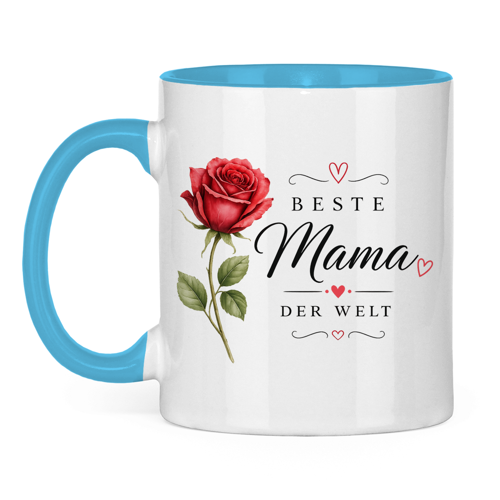 Tasse „Beste Mama der Welt“ mit Rose – Geschenk Muttertag Kaffeetasse Blumen Design