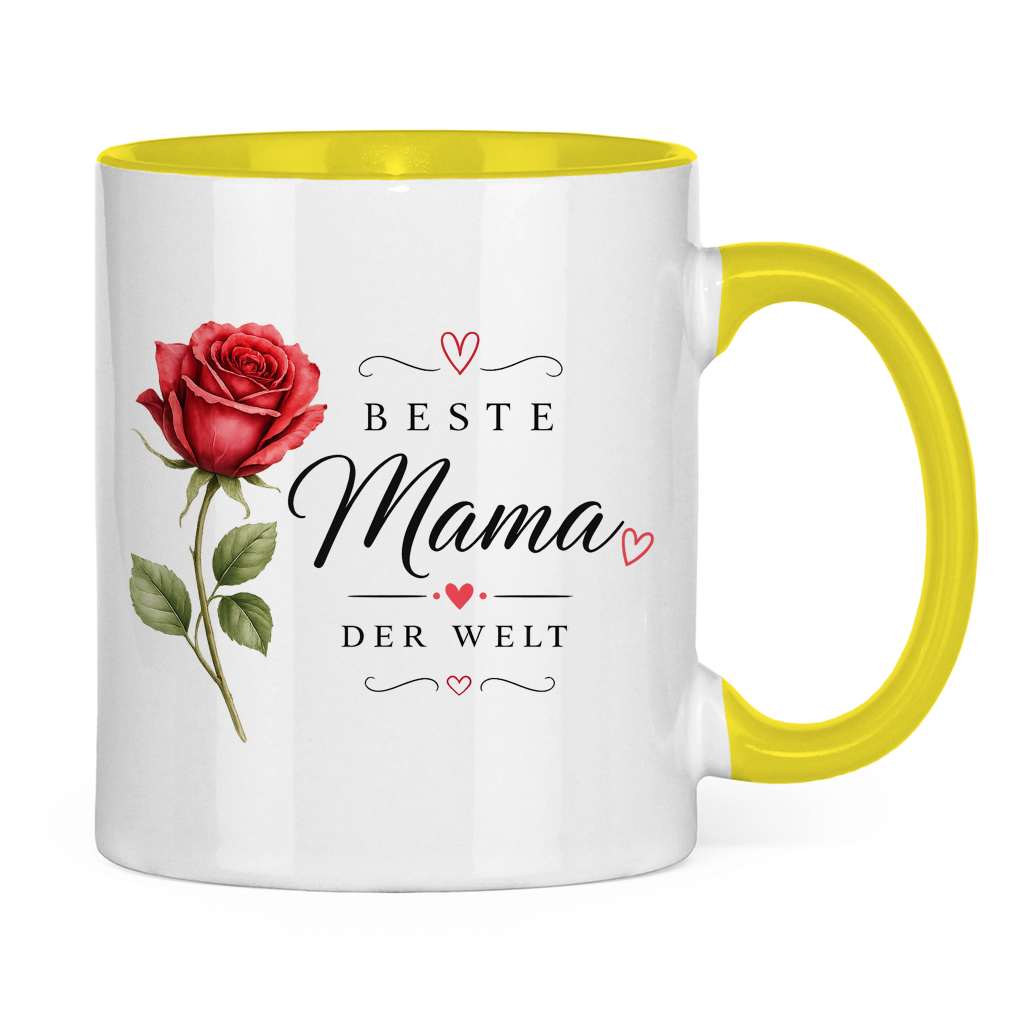 Tasse „Beste Mama der Welt“ mit Rose – Geschenk Muttertag Kaffeetasse Blumen Design