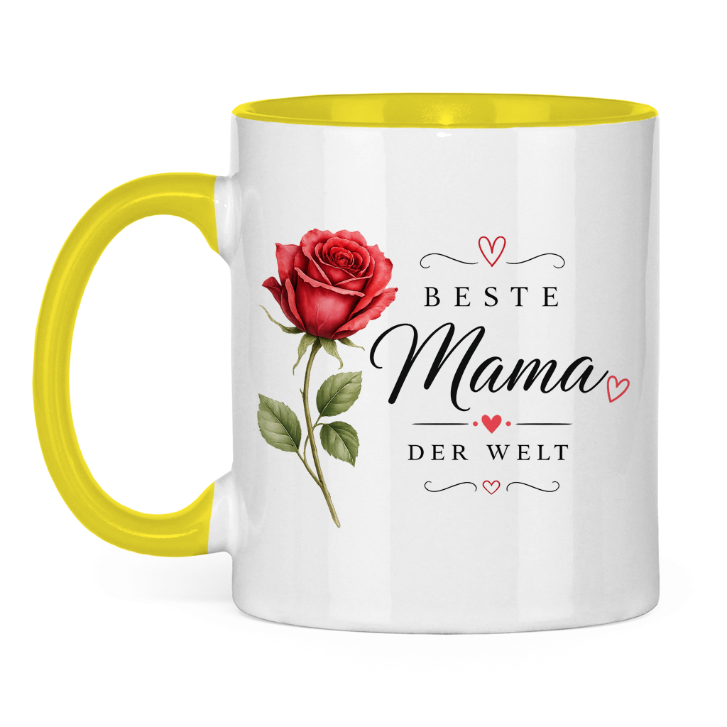 Tasse „Beste Mama der Welt“ mit Rose – Geschenk Muttertag Kaffeetasse Blumen Design