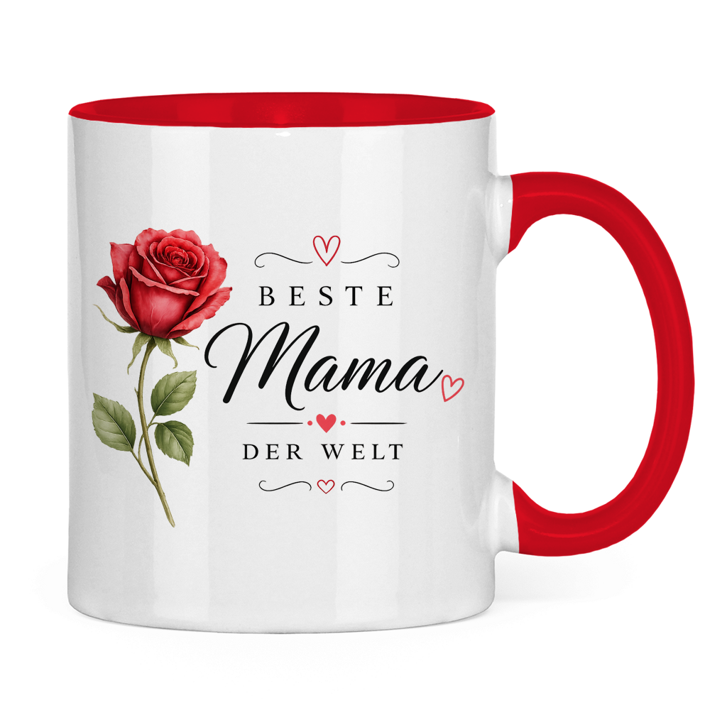 Tasse „Beste Mama der Welt“ mit Rose – Geschenk Muttertag Kaffeetasse Blumen Design