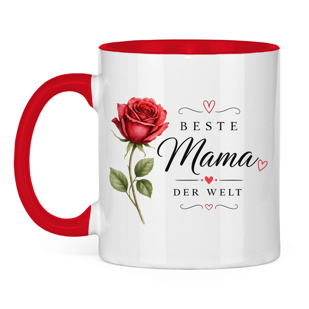 Tasse „Beste Mama der Welt“ mit Rose – Geschenk Muttertag Kaffeetasse Blumen Design