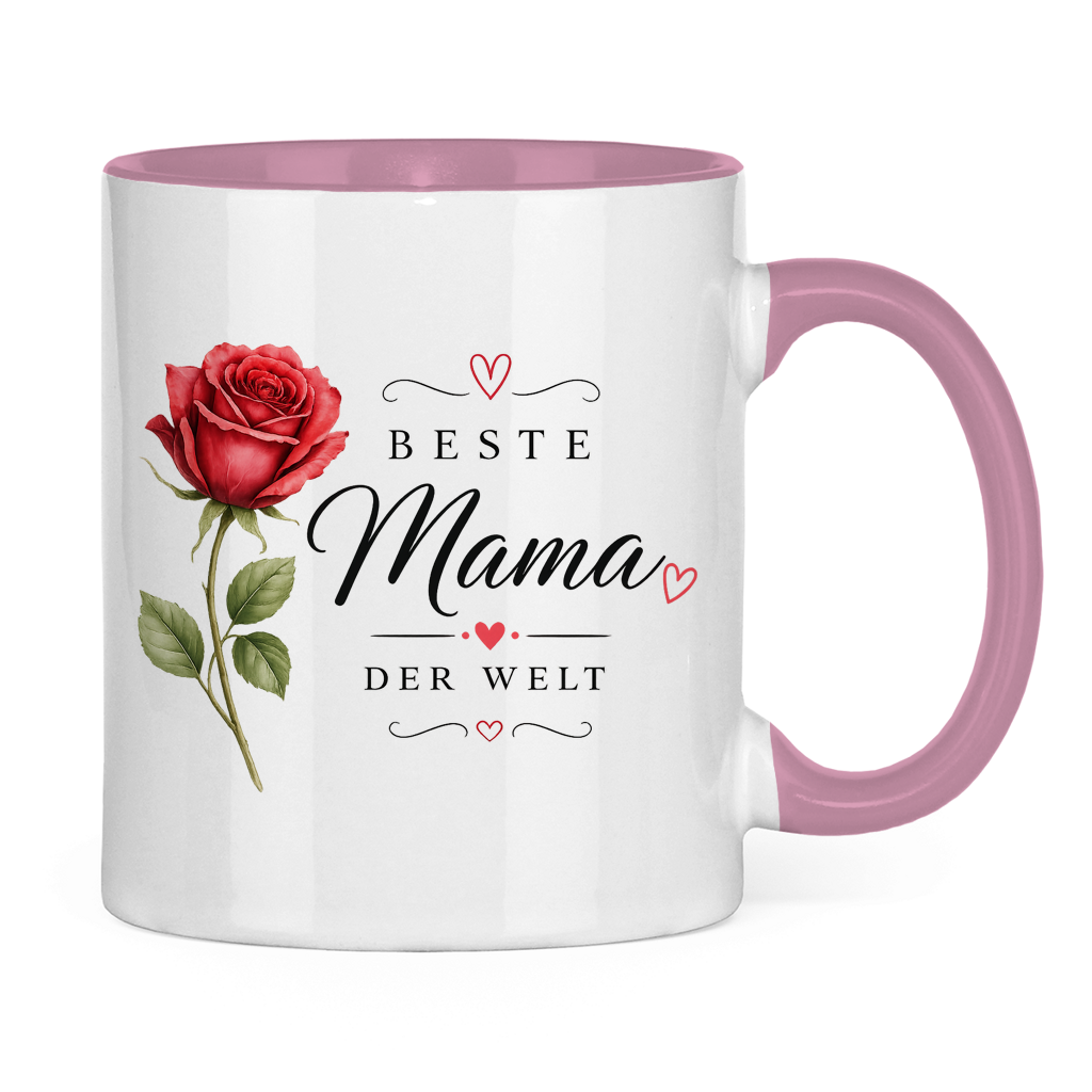 Tasse „Beste Mama der Welt“ mit Rose – Geschenk Muttertag Kaffeetasse Blumen Design