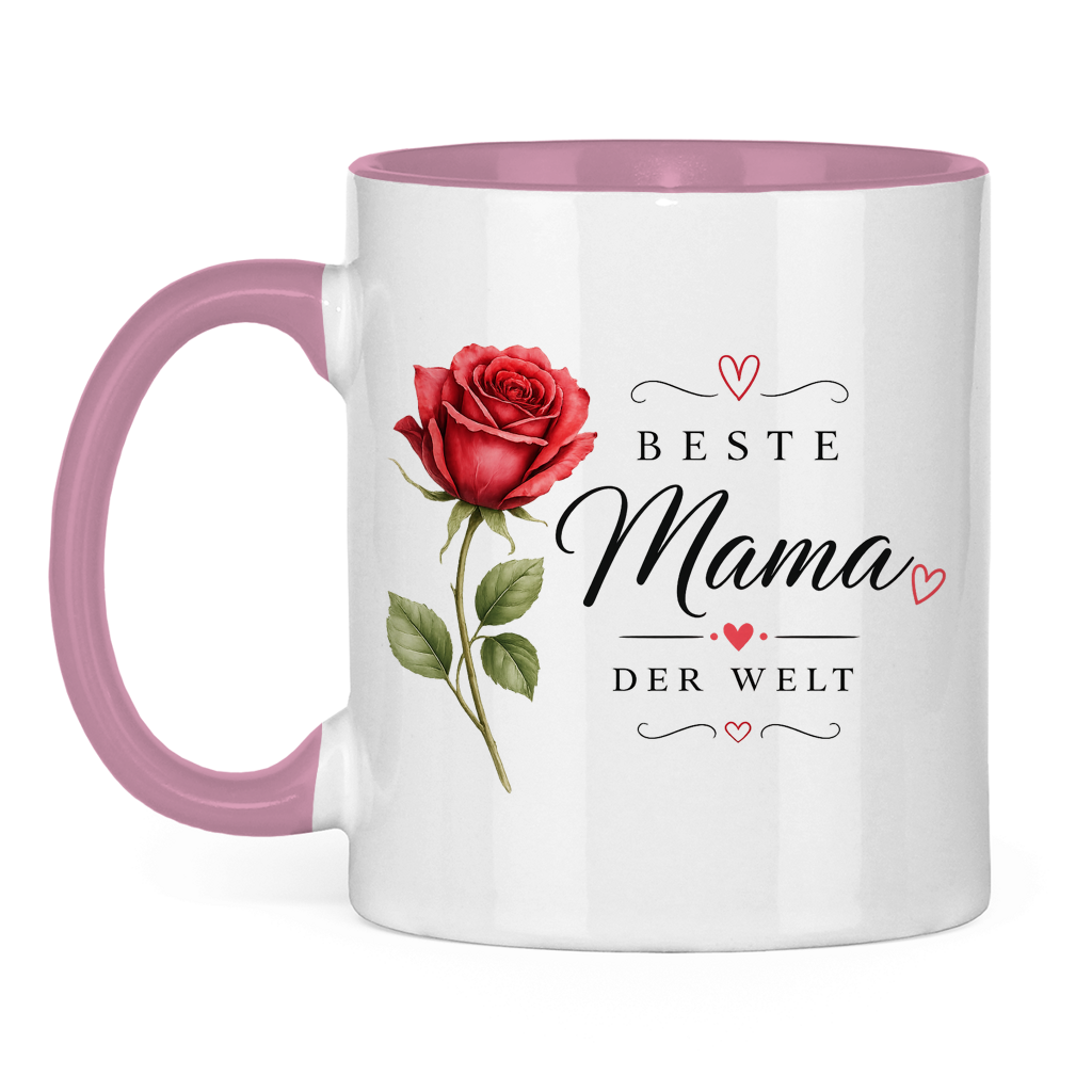 "Best Mom in the World" Mug with Rose - Mother's Day Gift Coffee Cup Floral Design