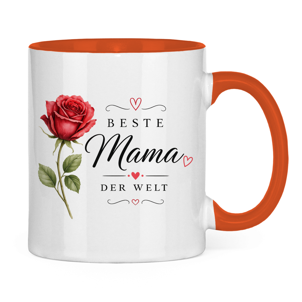 Tasse „Beste Mama der Welt“ mit Rose – Geschenk Muttertag Kaffeetasse Blumen Design