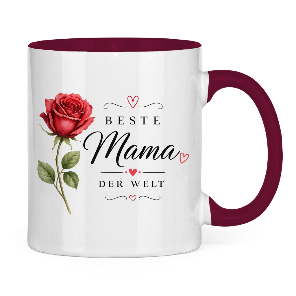 Tasse „Beste Mama der Welt“ mit Rose – Geschenk Muttertag Kaffeetasse Blumen Design