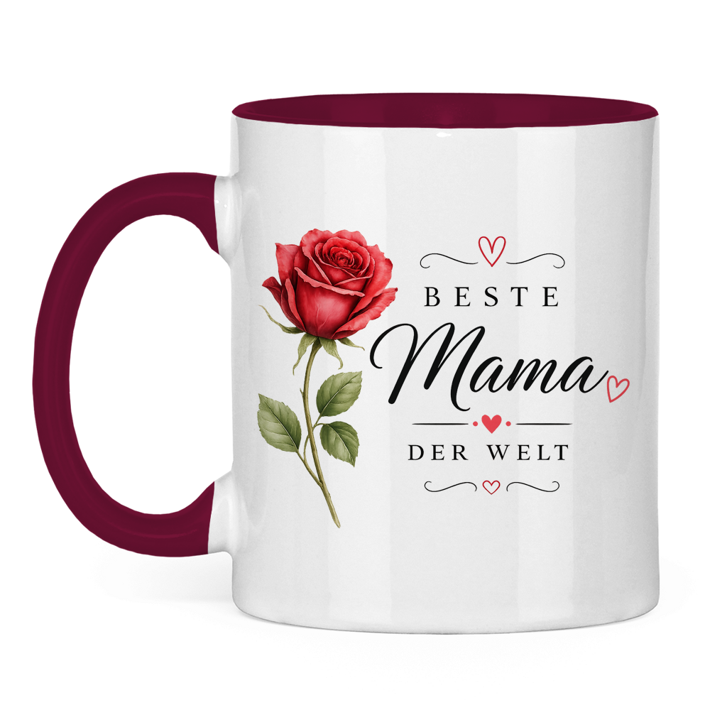 Tasse „Beste Mama der Welt“ mit Rose – Geschenk Muttertag Kaffeetasse Blumen Design