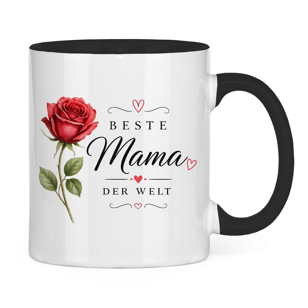 Tasse „Beste Mama der Welt“ mit Rose – Geschenk Muttertag Kaffeetasse Blumen Design