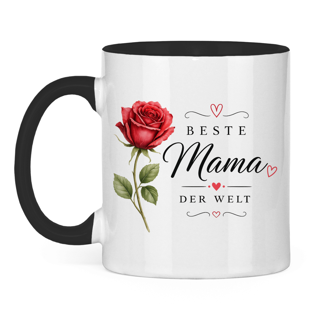 Tasse „Beste Mama der Welt“ mit Rose – Geschenk Muttertag Kaffeetasse Blumen Design