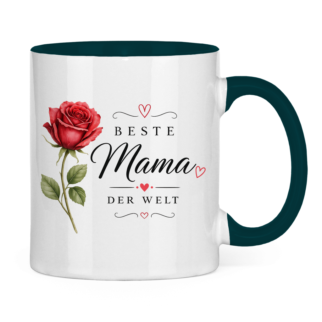 Tasse „Beste Mama der Welt“ mit Rose – Geschenk Muttertag Kaffeetasse Blumen Design