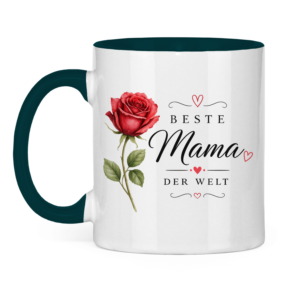 Tasse „Beste Mama der Welt“ mit Rose – Geschenk Muttertag Kaffeetasse Blumen Design