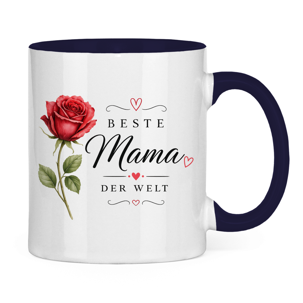 Tasse „Beste Mama der Welt“ mit Rose – Geschenk Muttertag Kaffeetasse Blumen Design