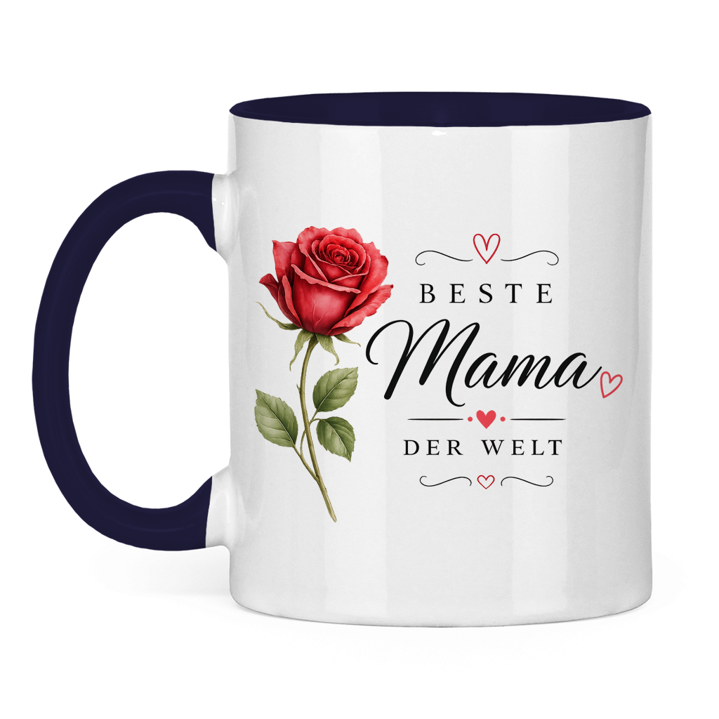 Tasse „Beste Mama der Welt“ mit Rose – Geschenk Muttertag Kaffeetasse Blumen Design