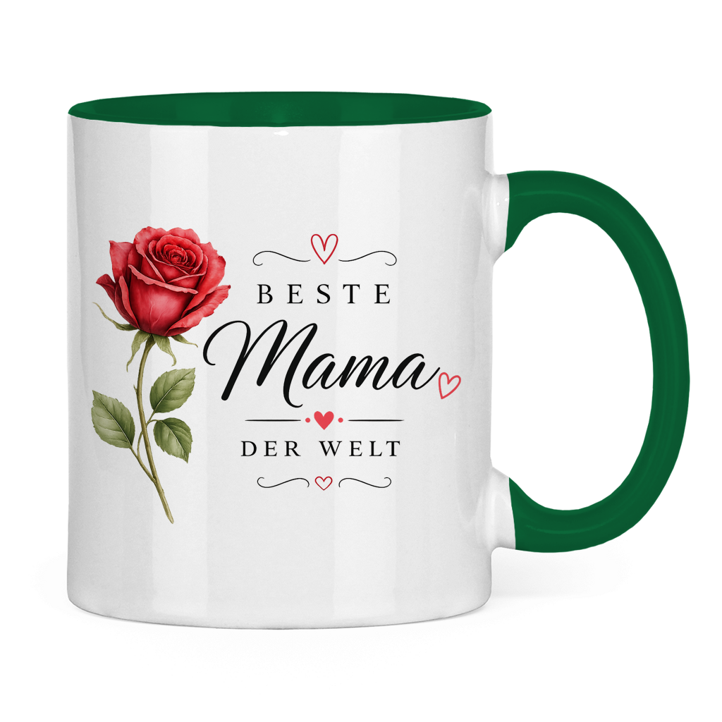 Tasse „Beste Mama der Welt“ mit Rose – Geschenk Muttertag Kaffeetasse Blumen Design