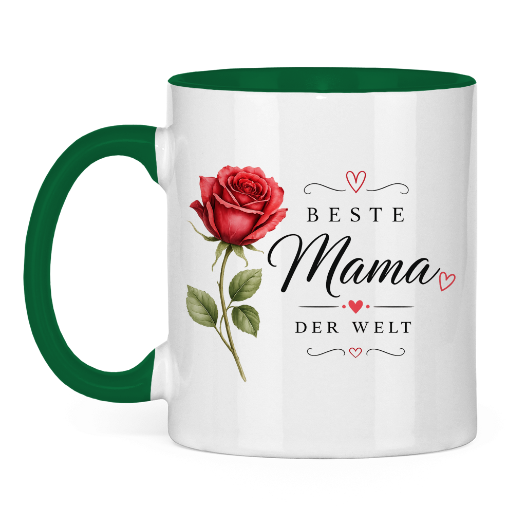 Tasse „Beste Mama der Welt“ mit Rose – Geschenk Muttertag Kaffeetasse Blumen Design
