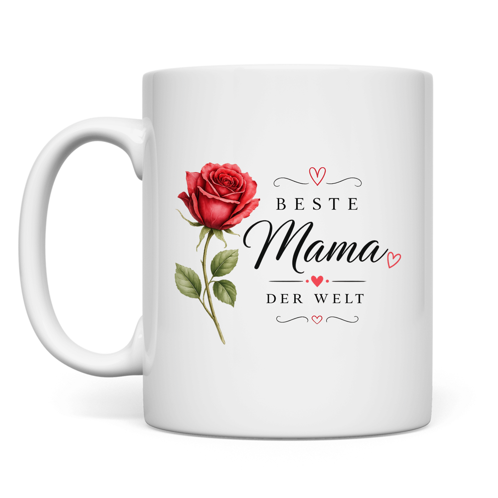 "Best Mom in the World" Mug with Rose - Mother's Day Gift Coffee Mug Flower Design