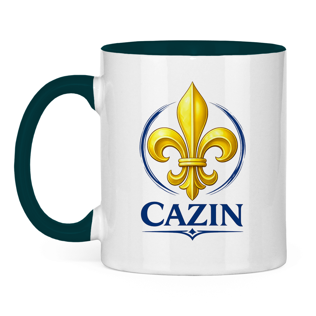 Zweifarbige Tasse Cazin Bosnien Lilie – Bosnische Keramiktasse mit Ljiljan Design