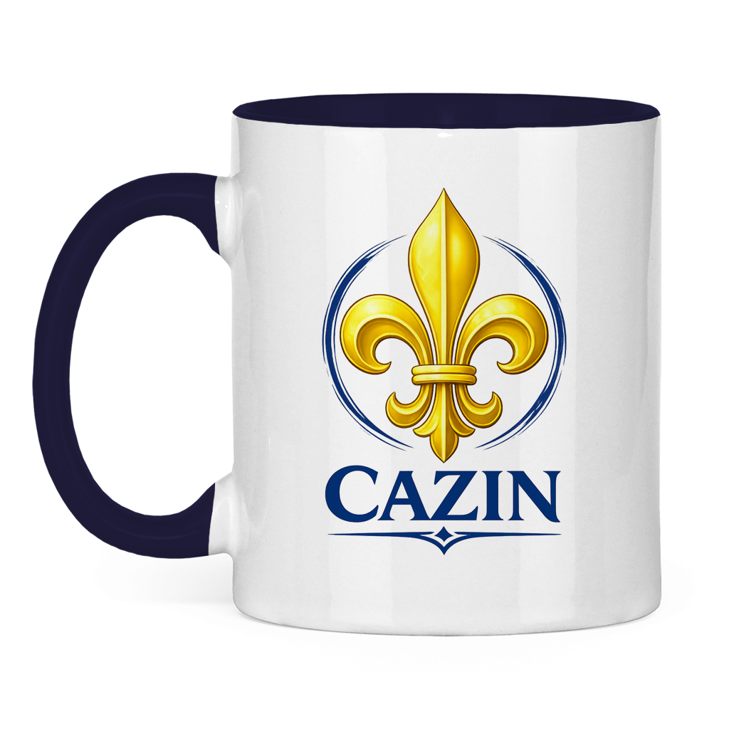 Zweifarbige Tasse Cazin Bosnien Lilie – Bosnische Keramiktasse mit Ljiljan Design