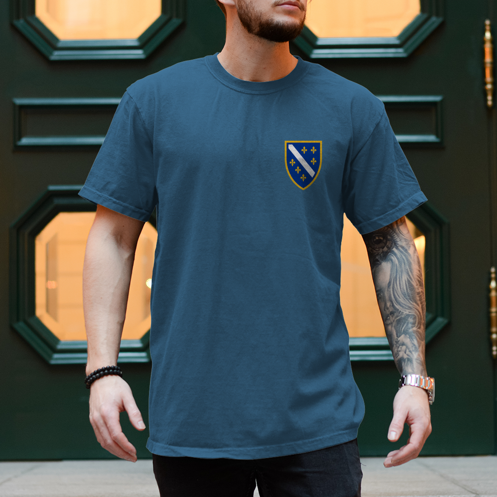Men's T-Shirt - Bosnian Coat of Arms with Lilies | Left Chest