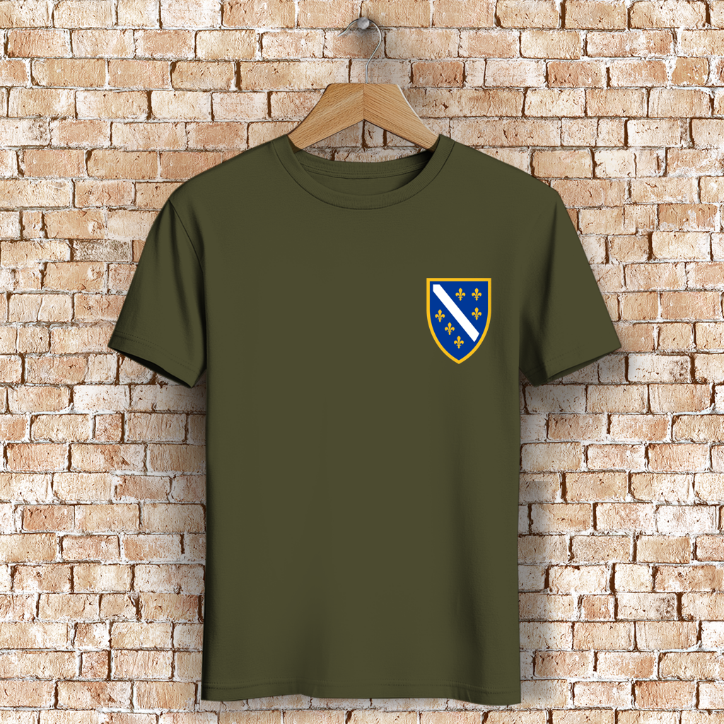 Men's Premium Organic T-Shirt - Bosnian Coat of Arms with Lilies | Left Chest