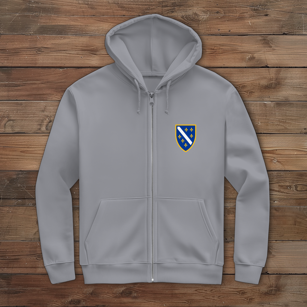 Men's Zipper Hoodie - Bosnian Coat of Arms with Lilies | Left Chest