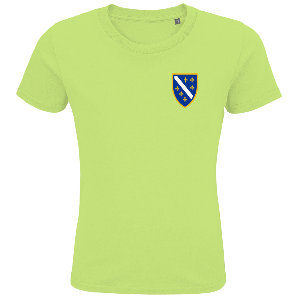 Kids Premium Organic T-Shirt - Bosnian Coat of Arms with Lilies | Left Chest