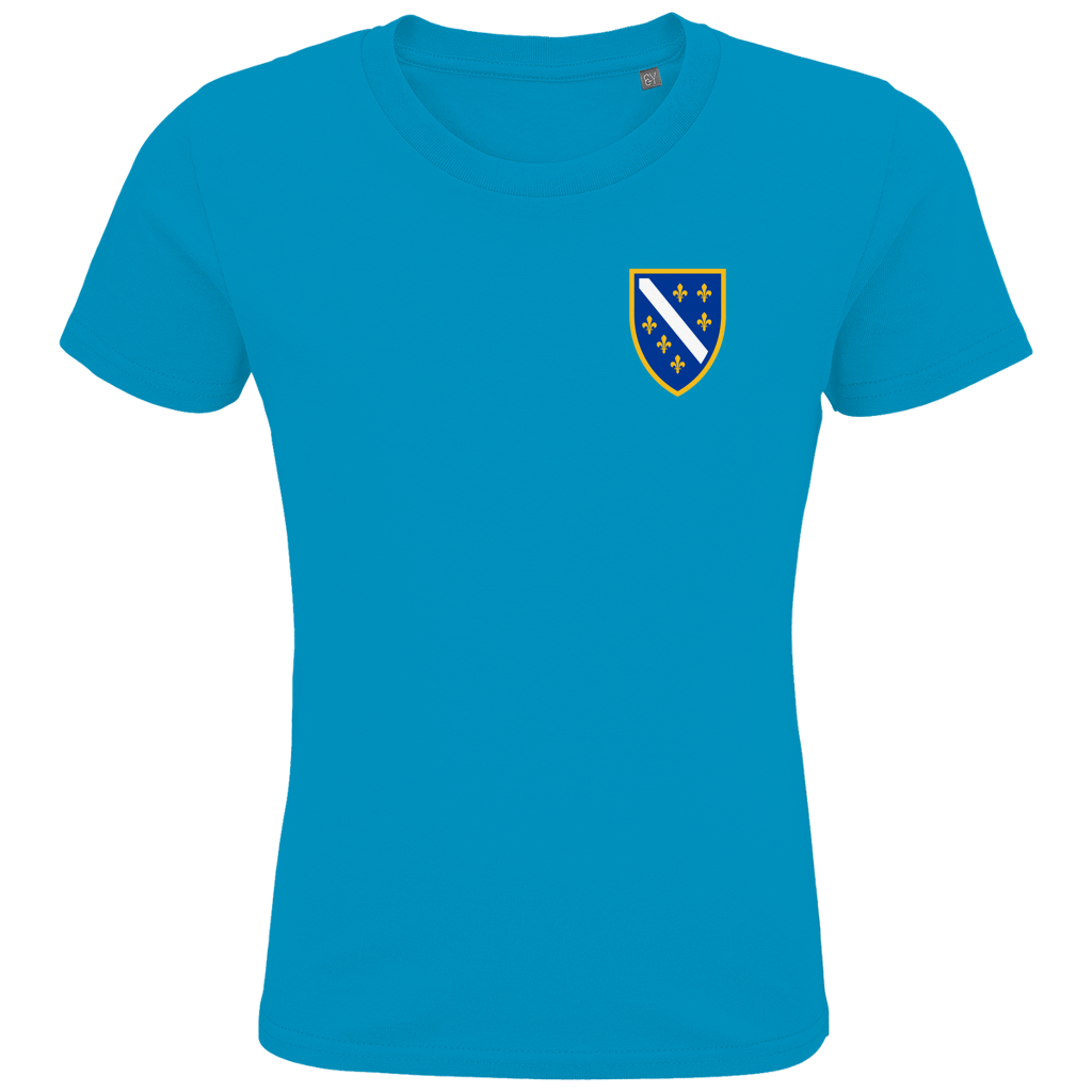 Kids Premium Organic T-Shirt - Bosnian Coat of Arms with Lilies | Left Chest
