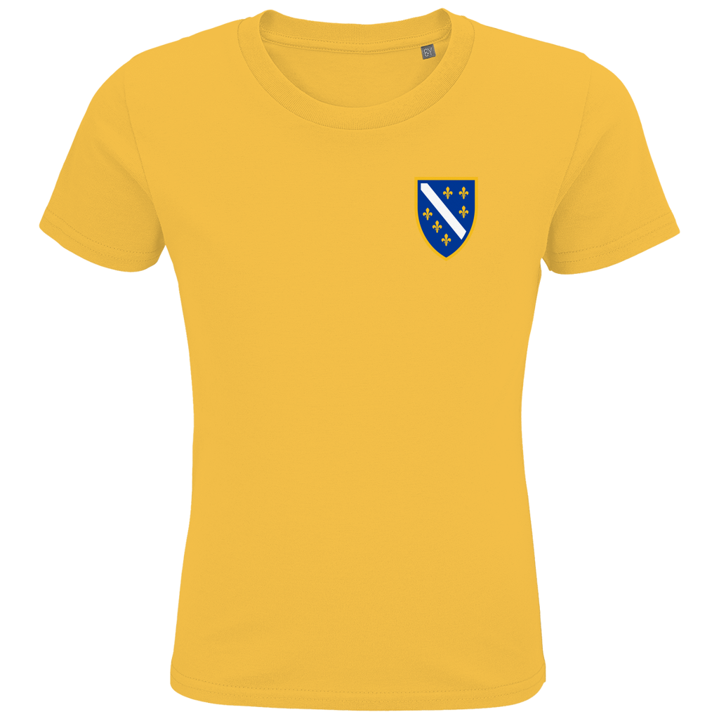 Kids Premium Organic T-Shirt - Bosnian Coat of Arms with Lilies | Left Chest