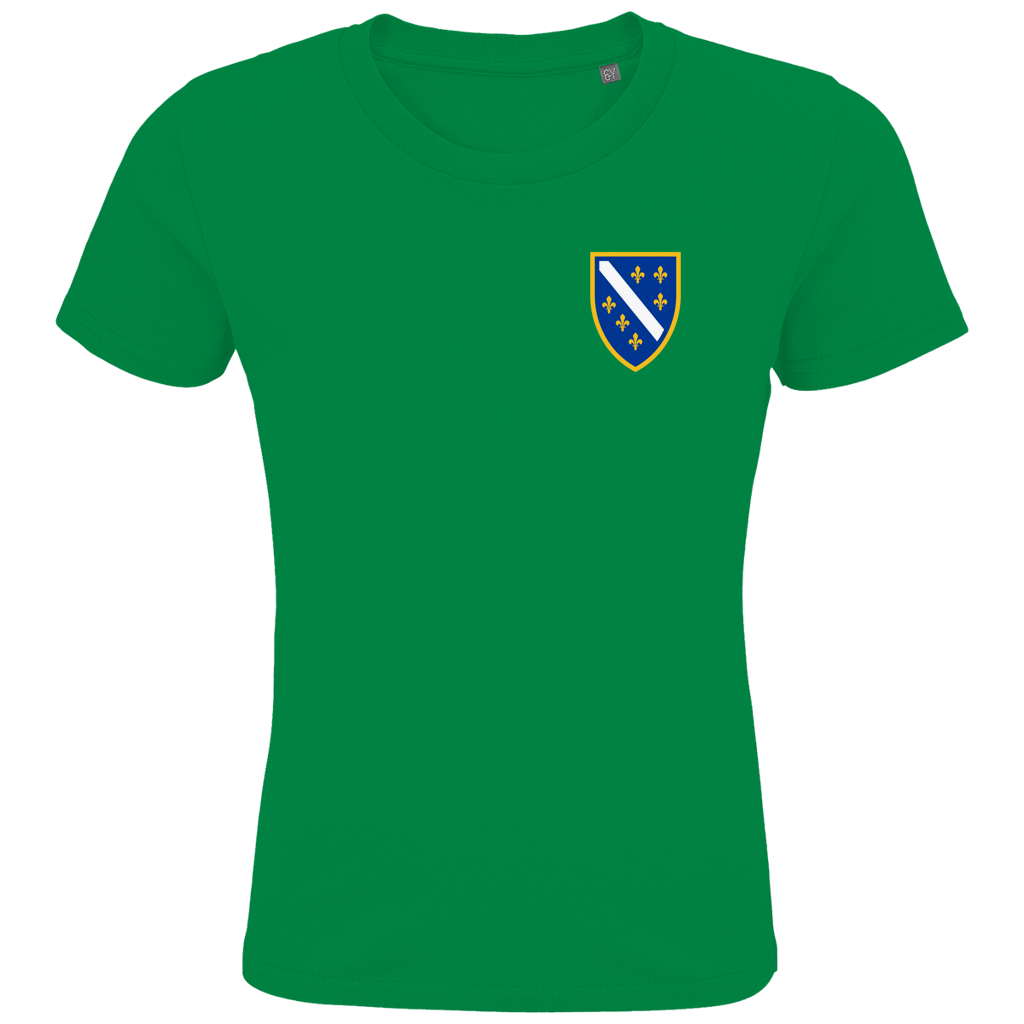 Kids Premium Organic T-Shirt - Bosnian Coat of Arms with Lilies | Left Chest