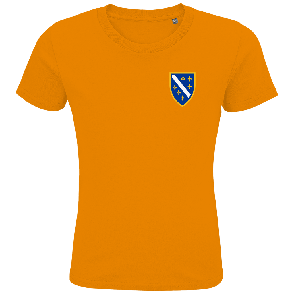 Kids Premium Organic T-Shirt - Bosnian Coat of Arms with Lilies | Left Chest