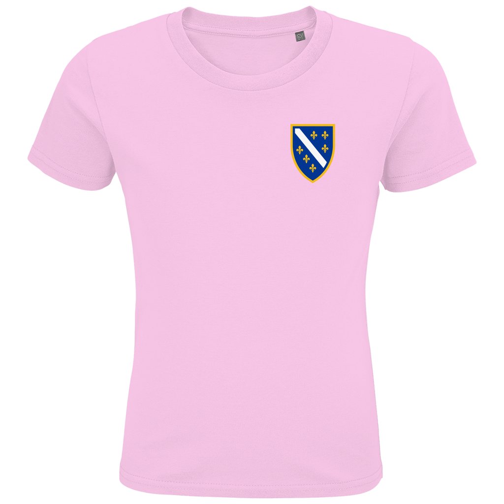 Kids Premium Organic T-Shirt - Bosnian Coat of Arms with Lilies | Left Chest