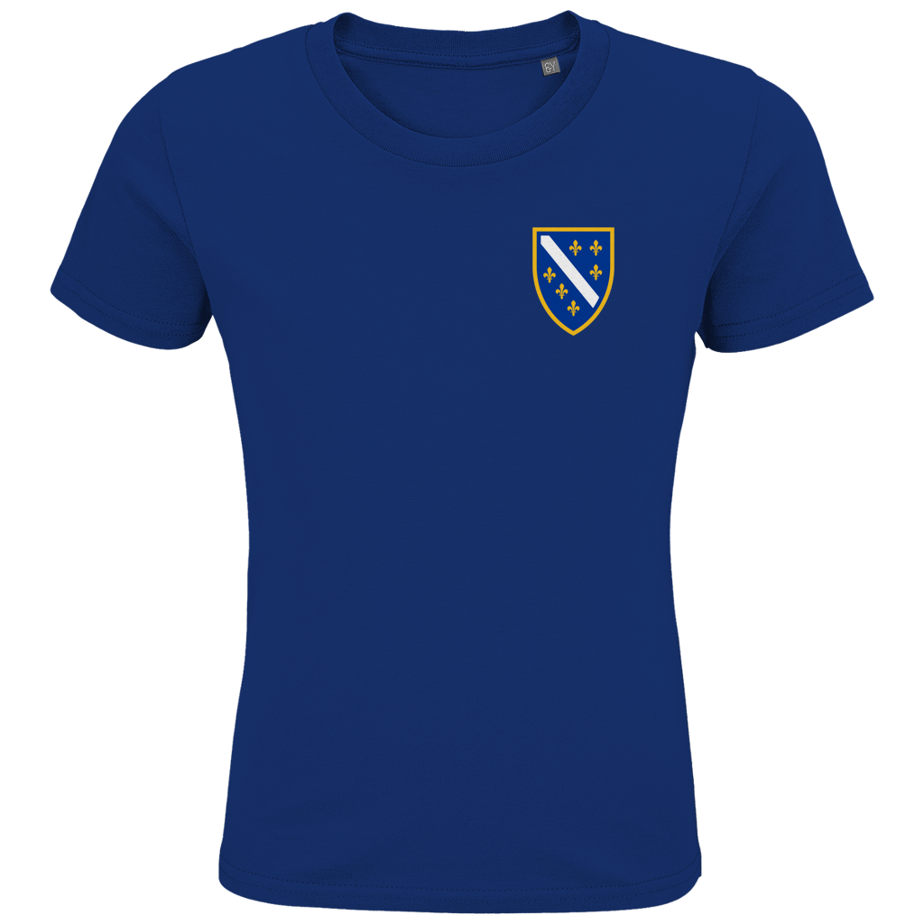 Kids Premium Organic T-Shirt - Bosnian Coat of Arms with Lilies | Left Chest