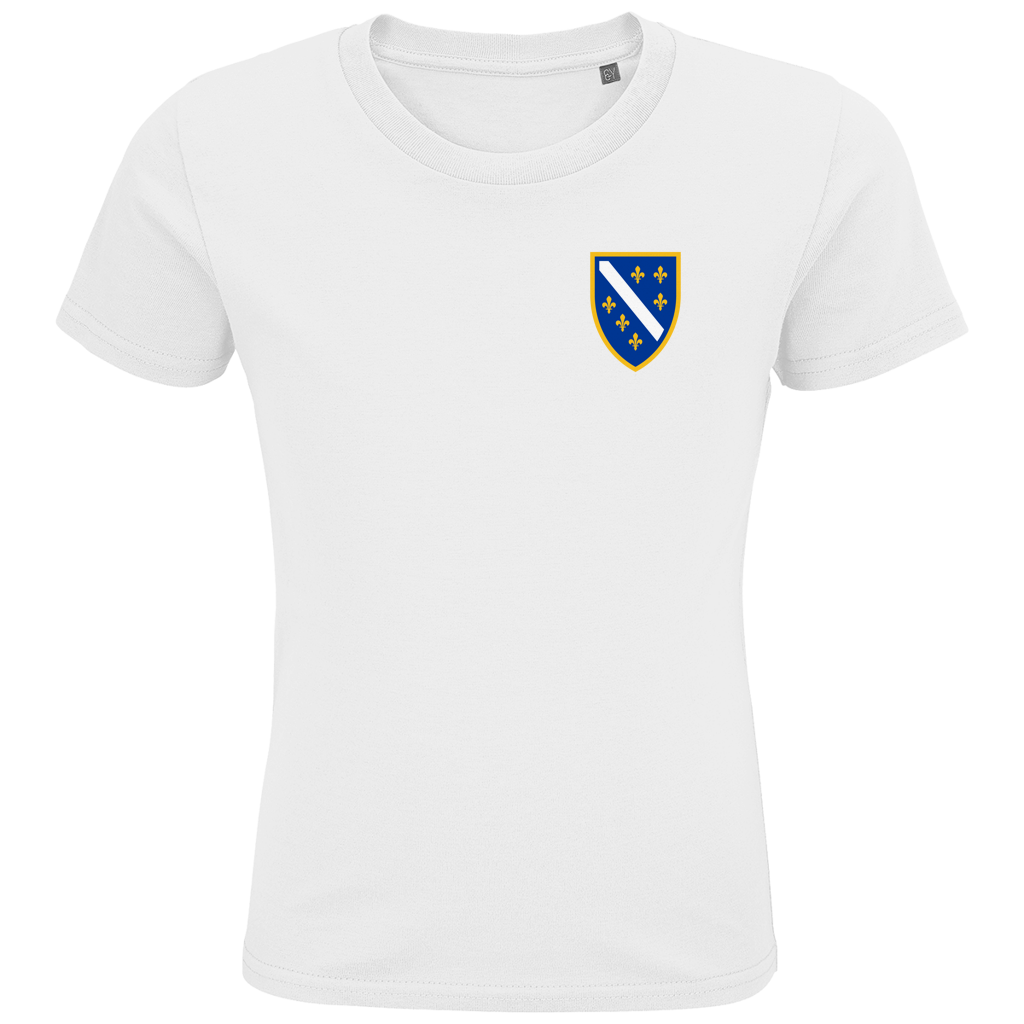 Kids Premium Organic T-Shirt - Bosnian Coat of Arms with Lilies | Left Chest