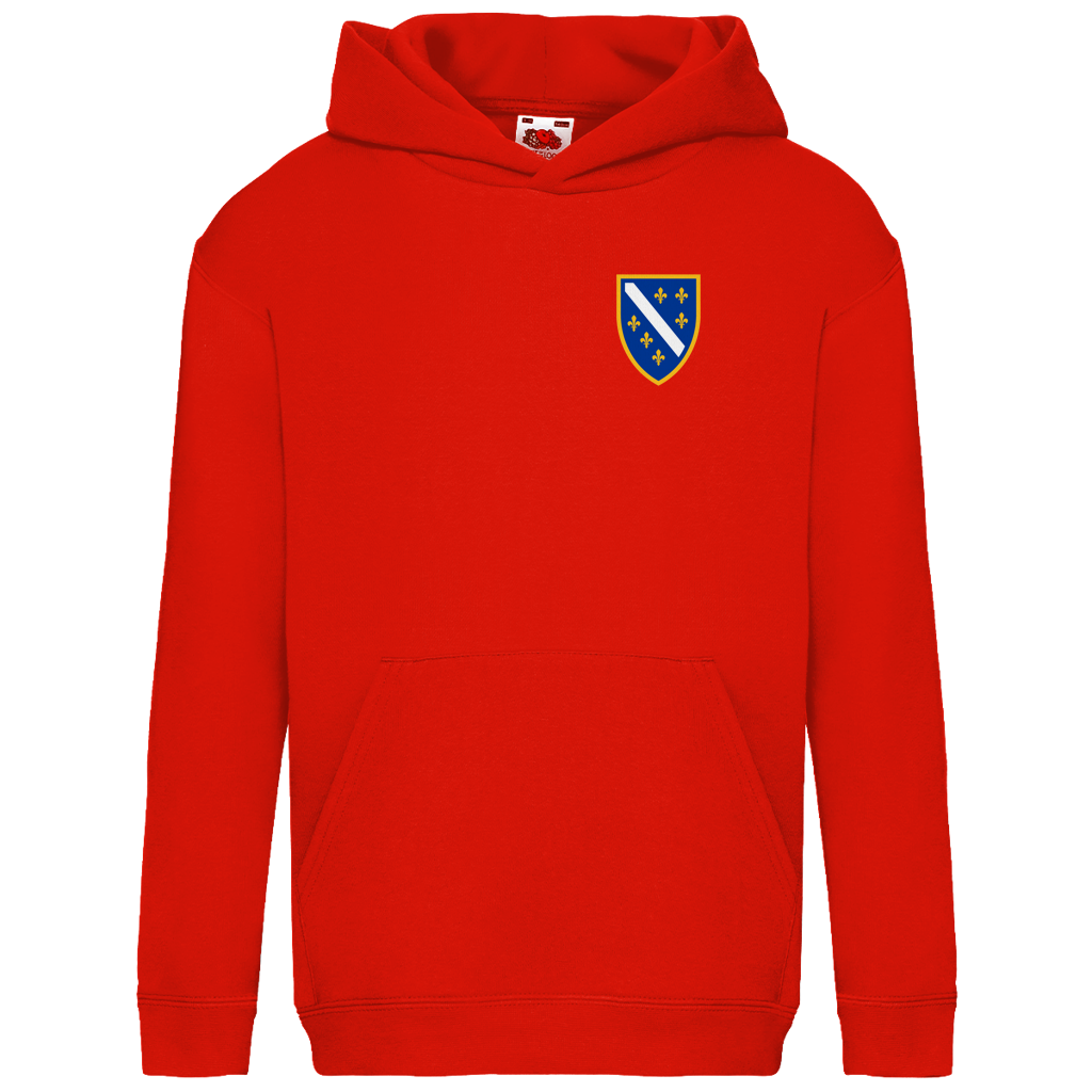 Kids Basic Hoodie - Bosnian Coat of Arms with Lilies | Left Chest