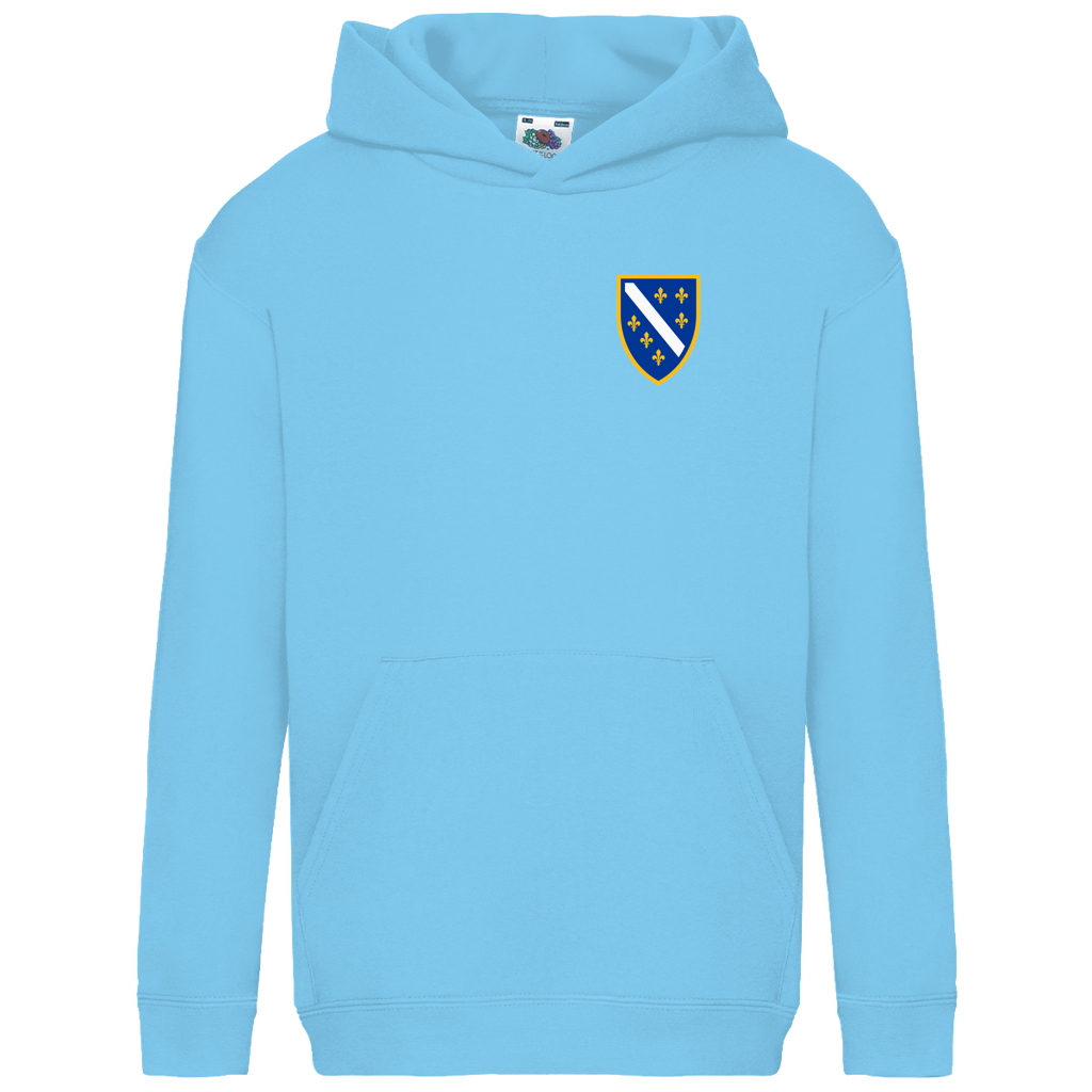 Kids Basic Hoodie - Bosnian Coat of Arms with Lilies | Left Chest