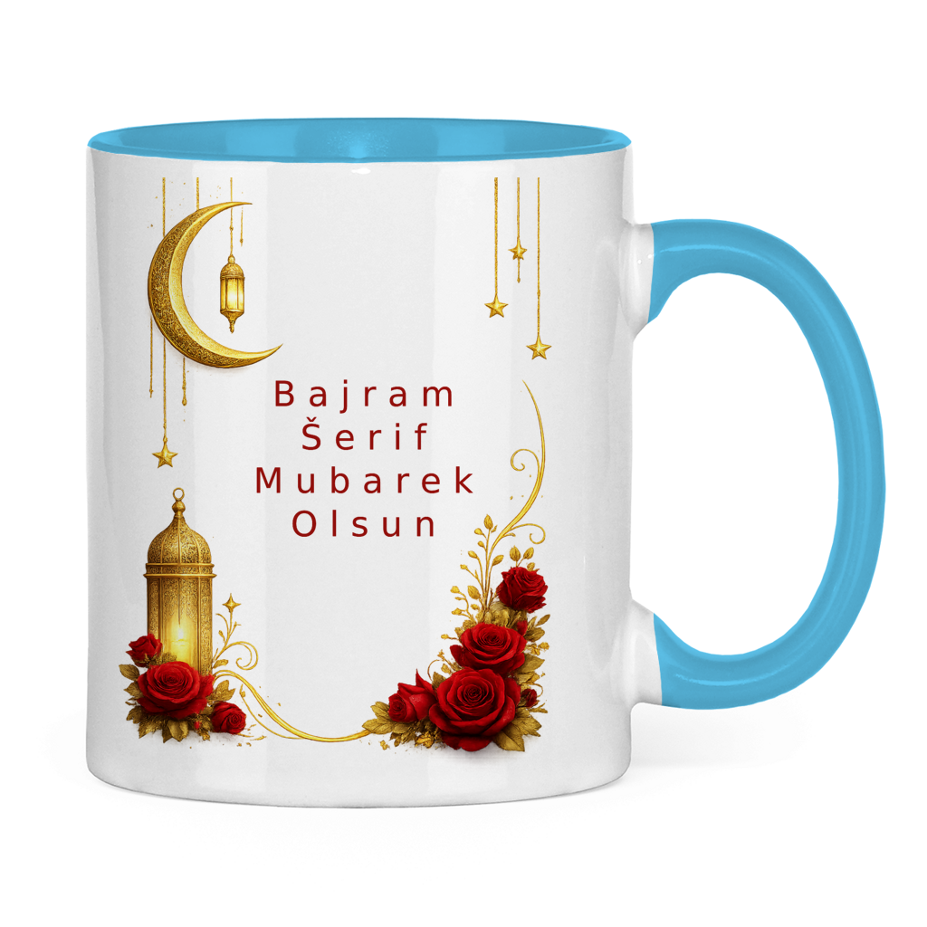 🇧🇦 Bayram Tasse Mond & Rosen| Elegantes Eid Mubarak Geschenk