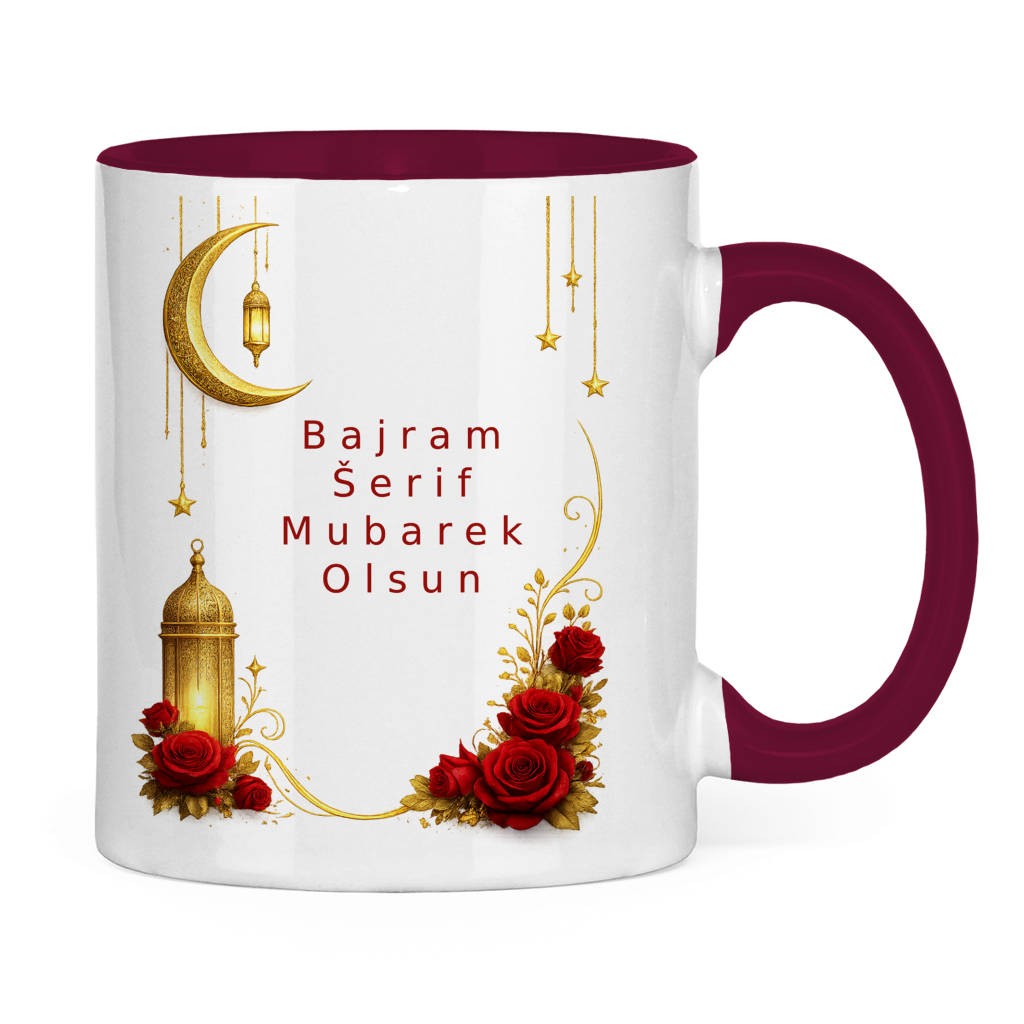 🇧🇦 Bayram Tasse Mond & Rosen| Elegantes Eid Mubarak Geschenk