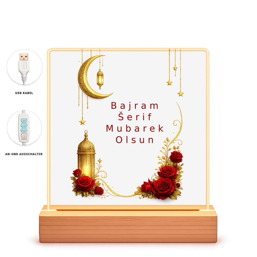 🇧🇦 LED Bilderrahmen Mond & Rosen | Bajram Mubarek