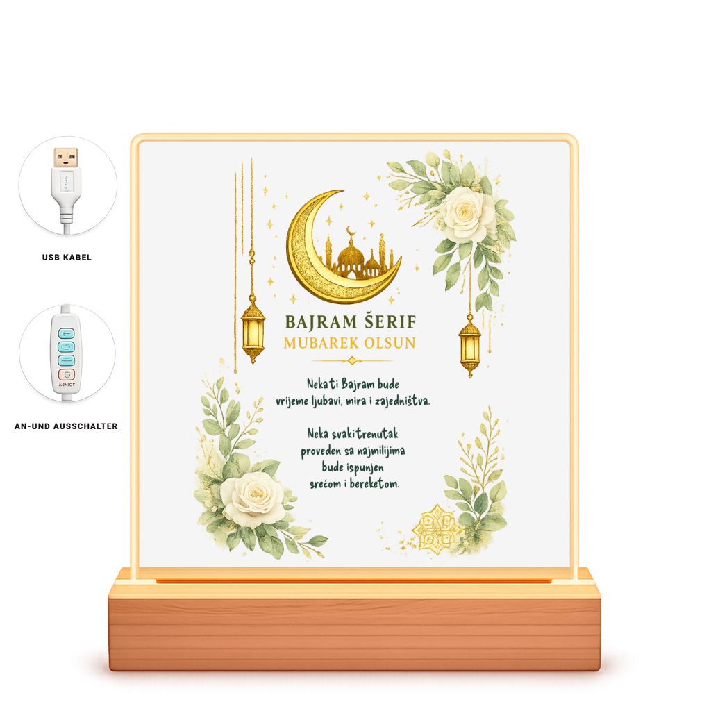 🇧🇦 LED Bilderrahmen Gold Grün | Bajram Mubarek