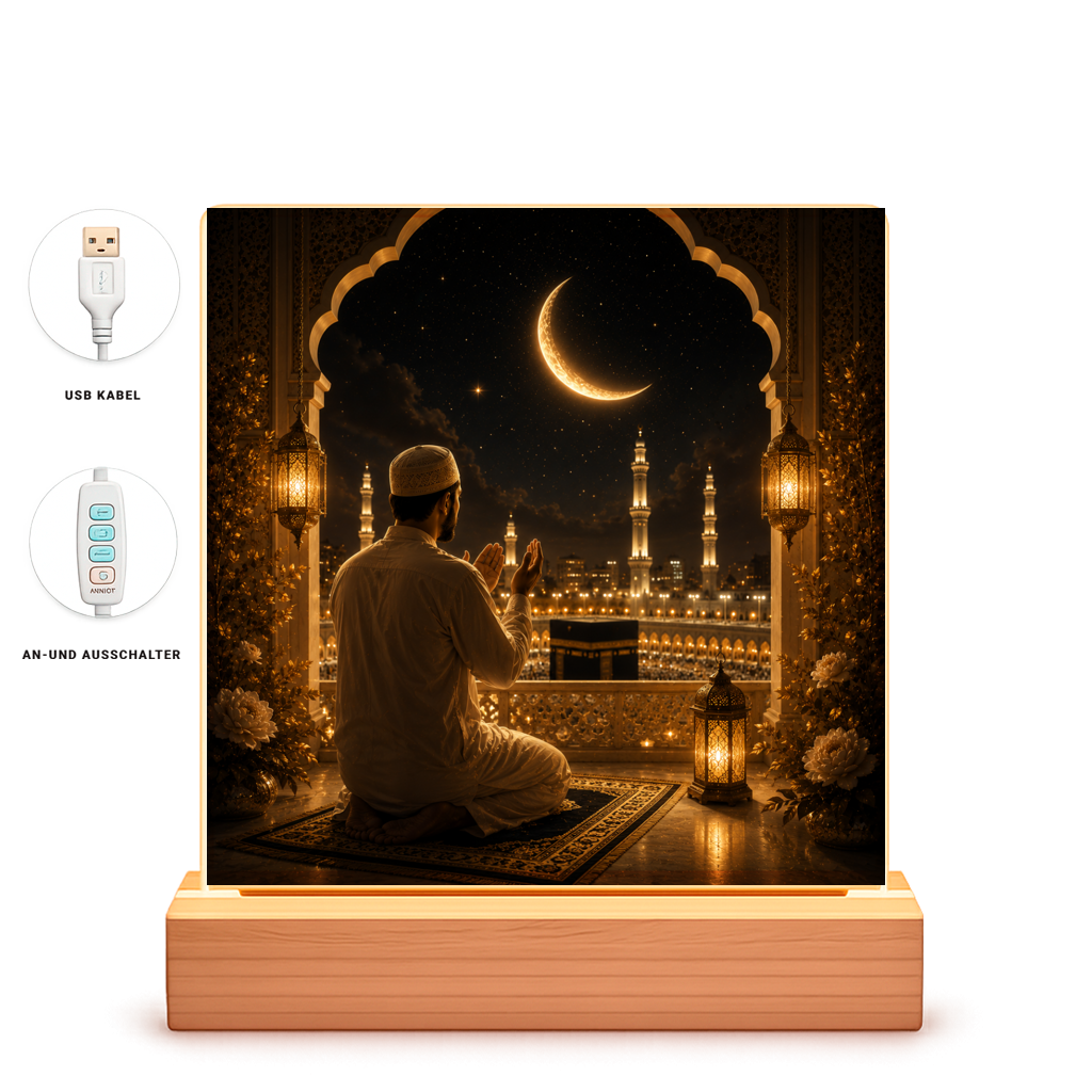 LED Bilderrahmen Goldene Nacht in Mekka | Eid Mubarak