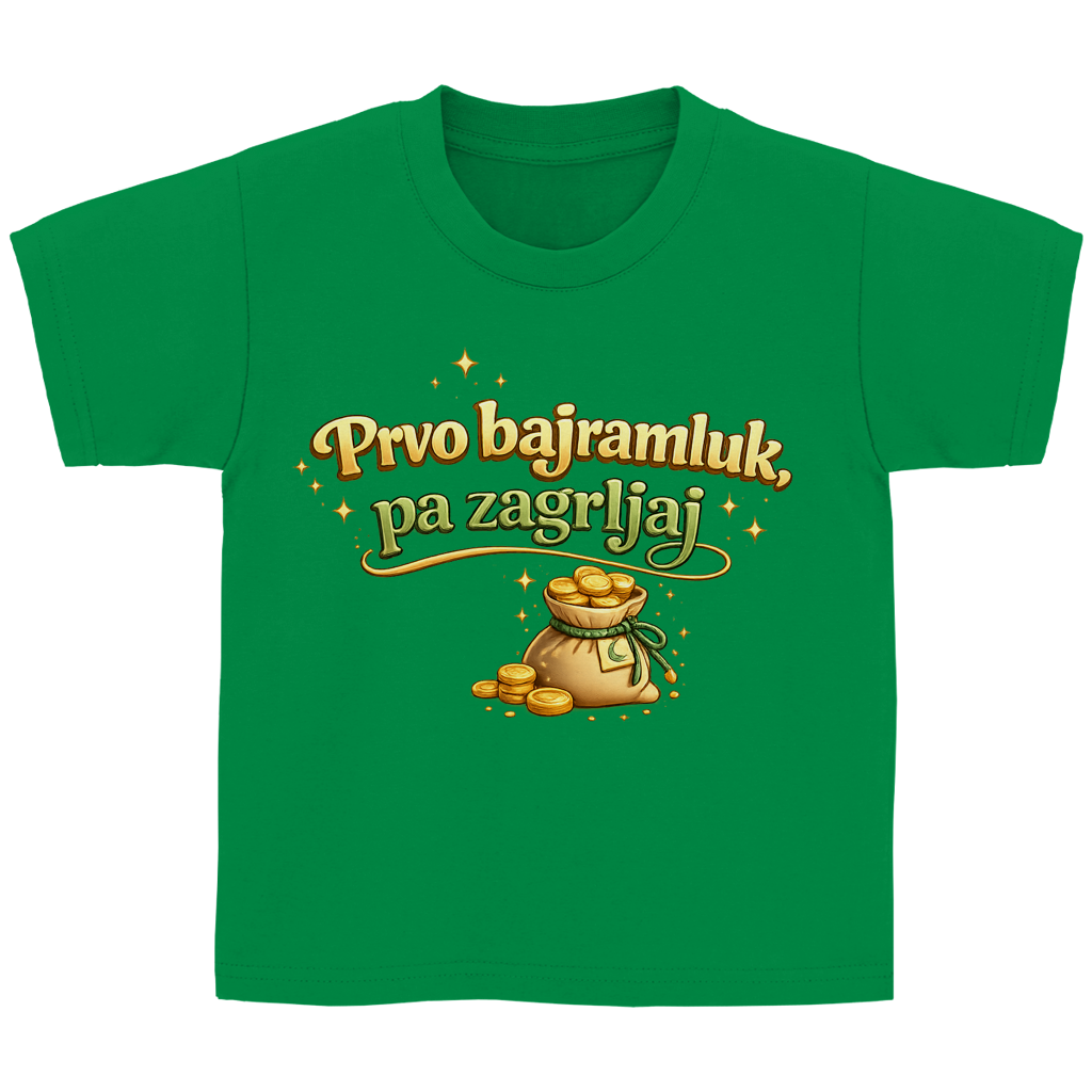 🇧🇦 Prvo Bajramluk pa zagrljaj – Kinder Basic T-Shirt | Eid Shirt