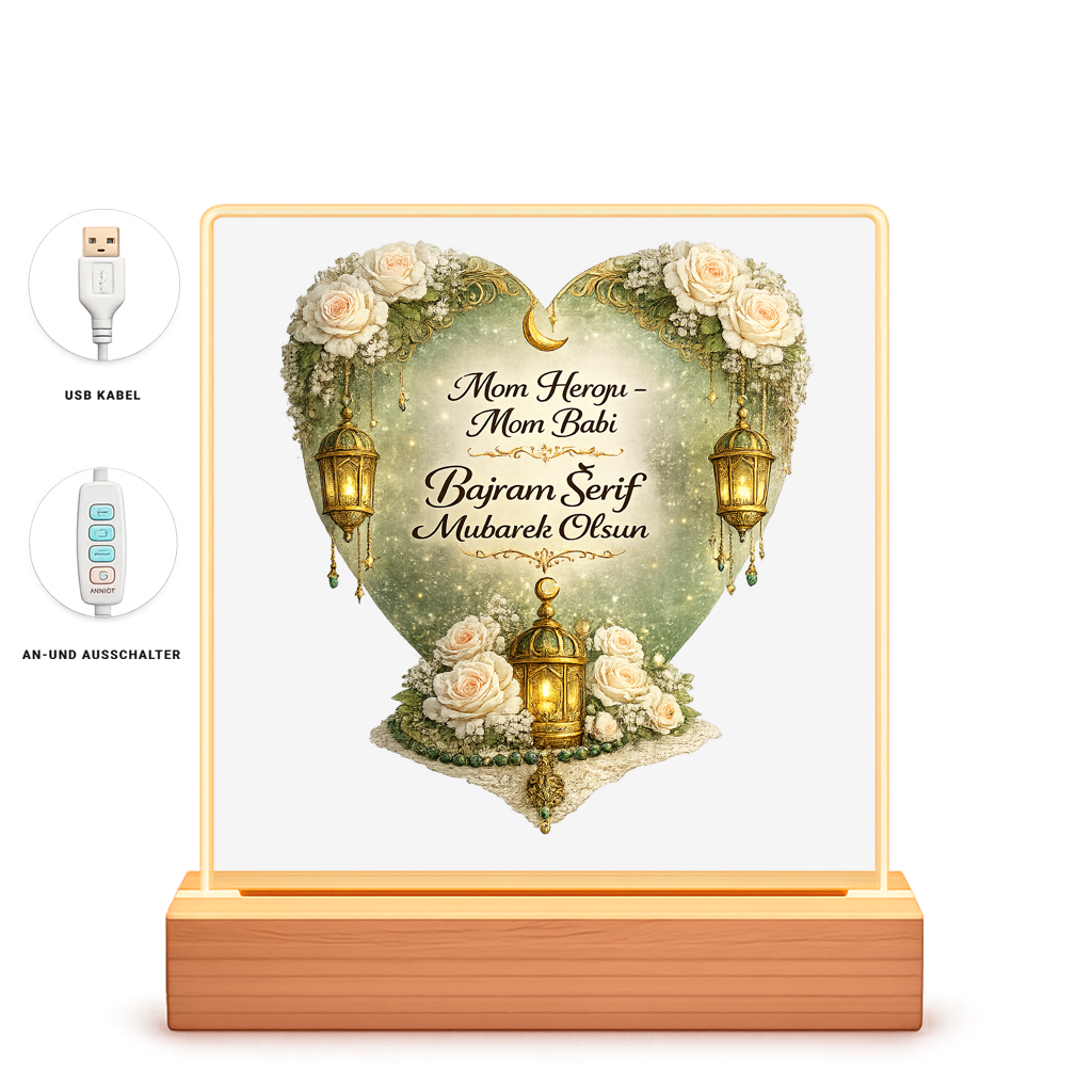 🇧🇦 LED Bilderrahmen - Mom Heroju Mom Babi i | Elegantes Eid Mubarak