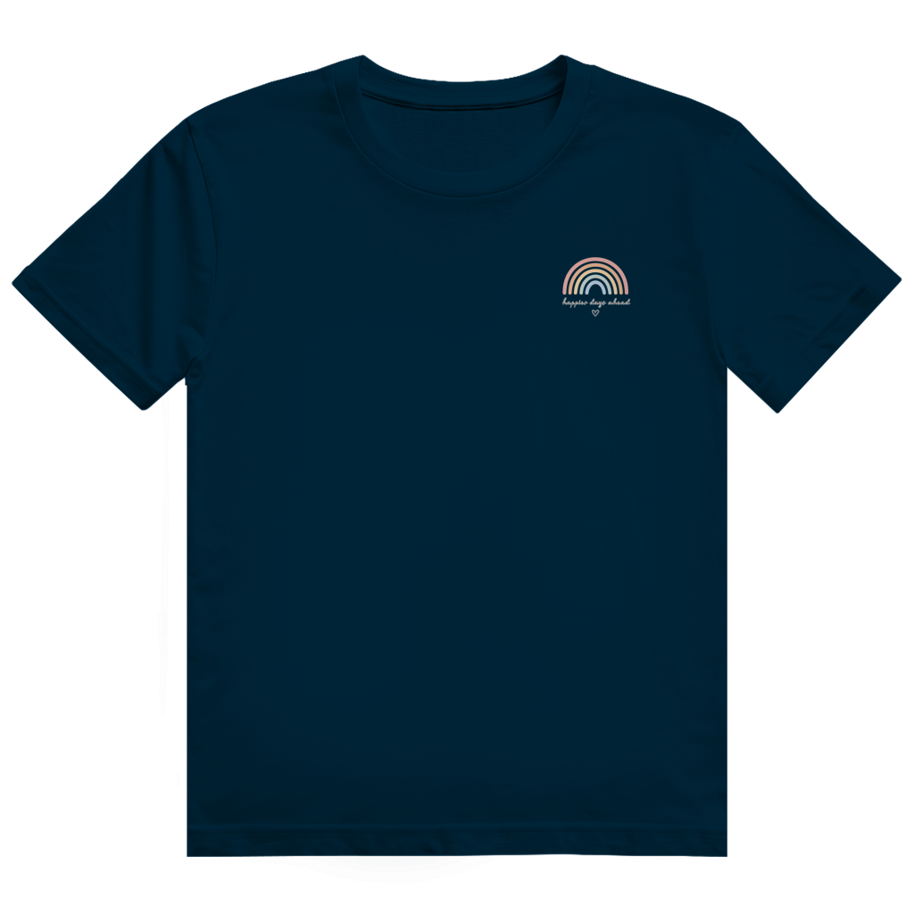 Gildan Heavy Cotton T-Shirt „Happier Days Ahead“ – Rainbow Shirt mit Positive Vibes