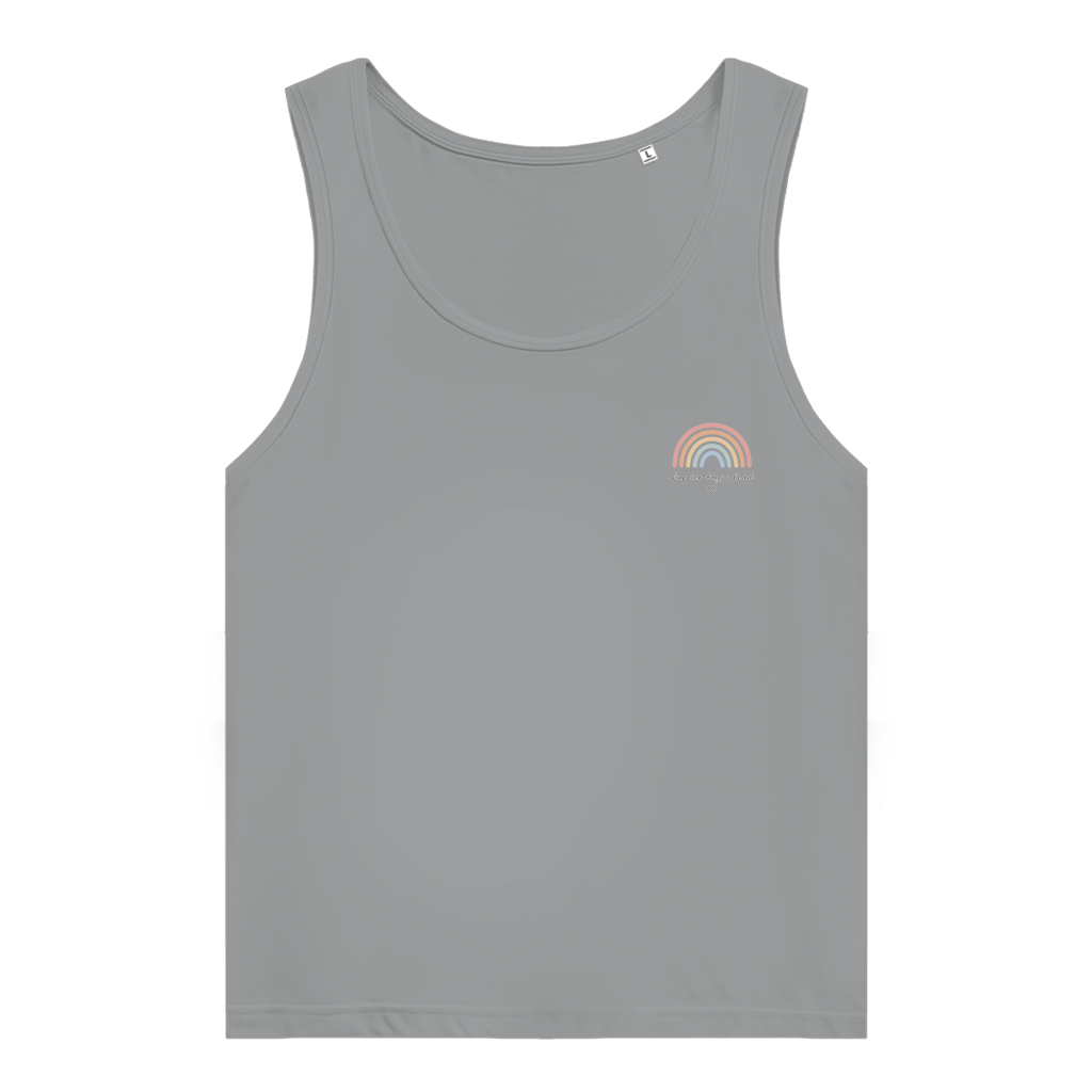 Damen Bio Tank Top „Happier Days Ahead“ – Rainbow Sommer Shirt aus Bio Baumwolle
