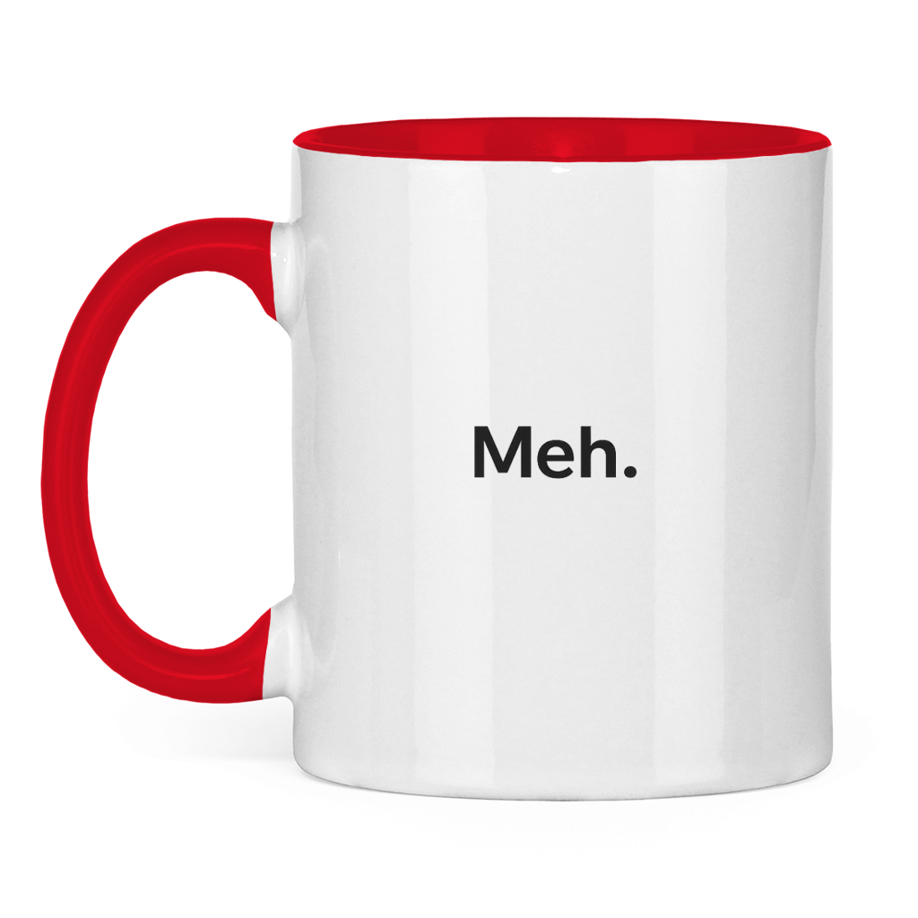 Smiješna šolja „Meh.“ – Minimalistička šolja za kafu