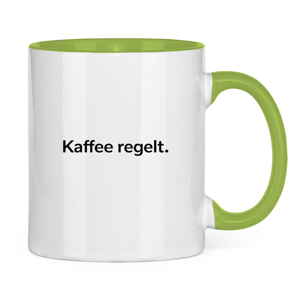 Lustige Tasse „Kaffee regelt.“