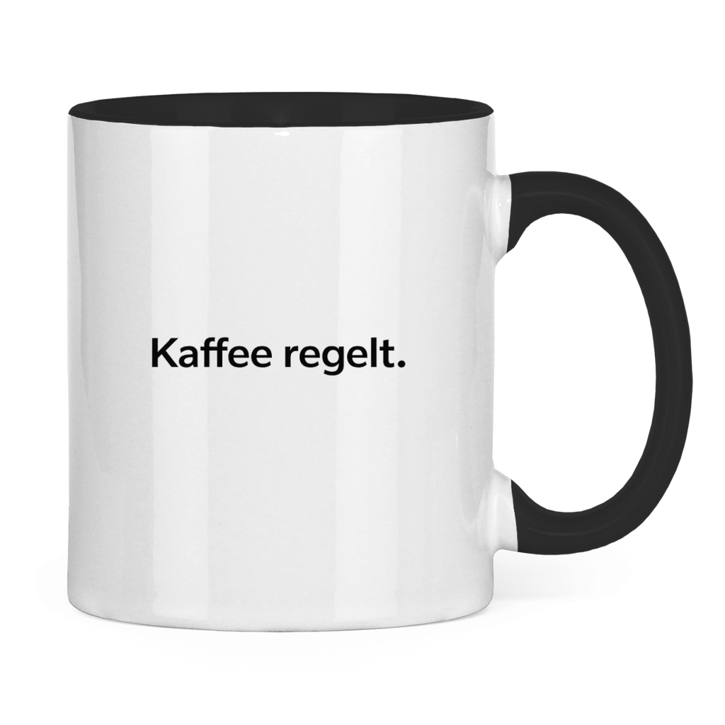 Lustige Tasse „Kaffee regelt.“
