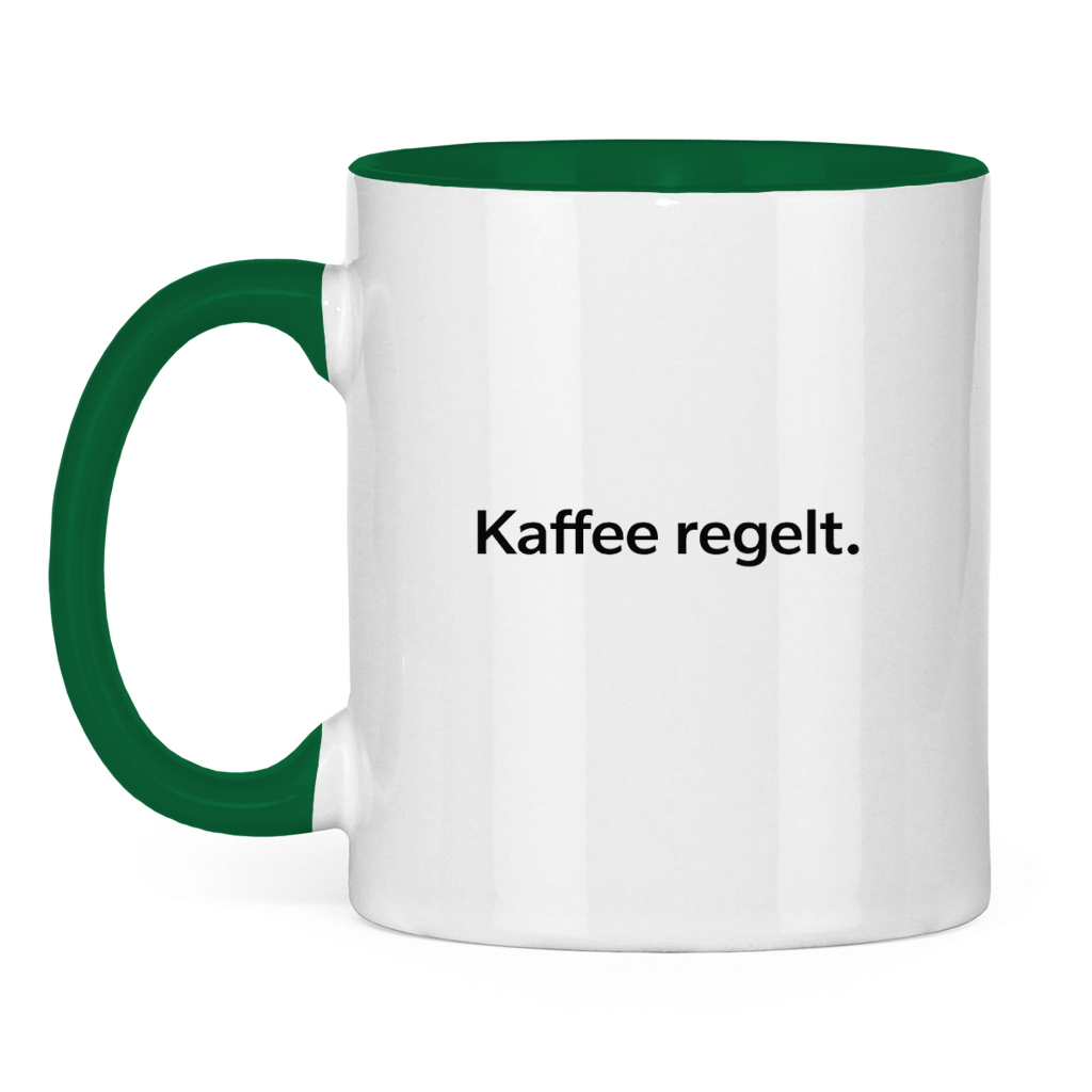 Lustige Tasse „Kaffee regelt.“