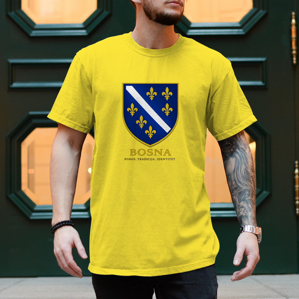 Herren T-Shirt „Bosna – Ponos. Tradicija. Identitet.“ | Bosnischer Streetwear Style