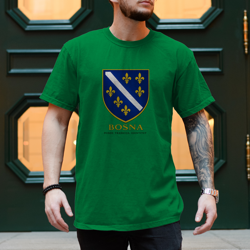 Herren T-Shirt „Bosna – Ponos. Tradicija. Identitet.“ | Bosnischer Streetwear Style