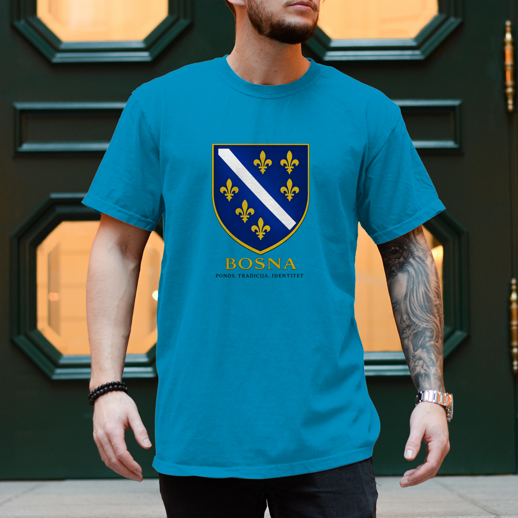 Herren T-Shirt „Bosna – Ponos. Tradicija. Identitet.“ | Bosnischer Streetwear Style